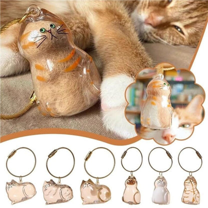 Şeffaf Kedi Tüyü Anahtarlığı