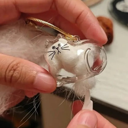 Şeffaf Kedi Tüyü Anahtarlığı