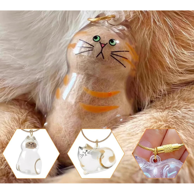 Şeffaf Kedi Tüyü Anahtarlığı