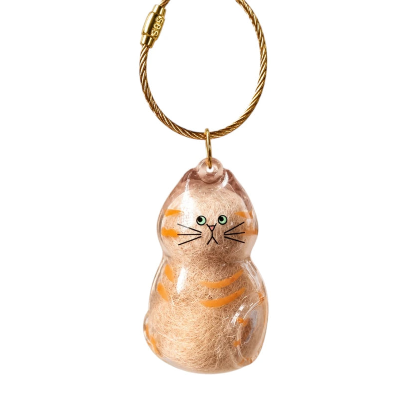 Şeffaf Kedi Tüyü Anahtarlığı